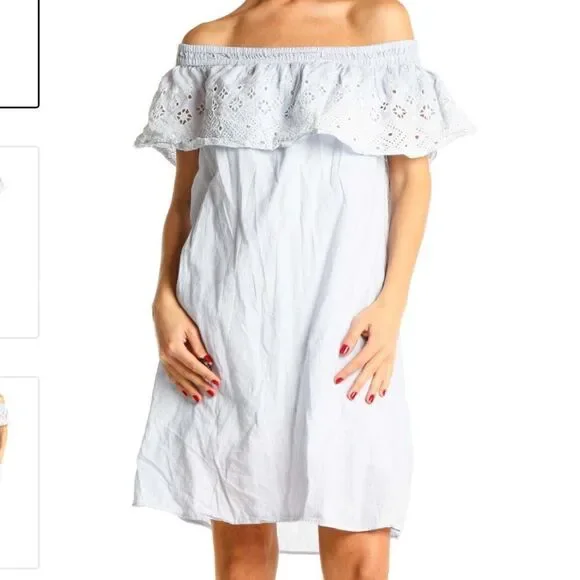 loft beach off the shoulder dress White Embroidered Off The Shoulder Dress main image 0